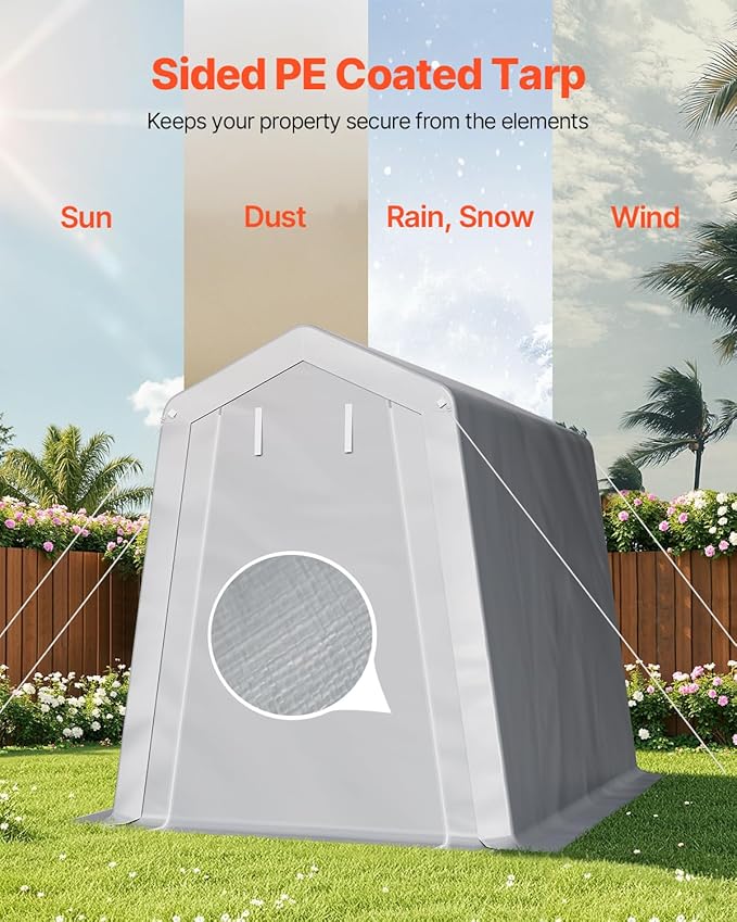 VEVOR 6x8x7 FT Portable Outdoor Storage Shed, Heavy-Duty Waterproof Shelter - Image 3