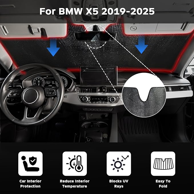 Windshield Sun Shade for BMW X5 2019-2025 - Image 2
