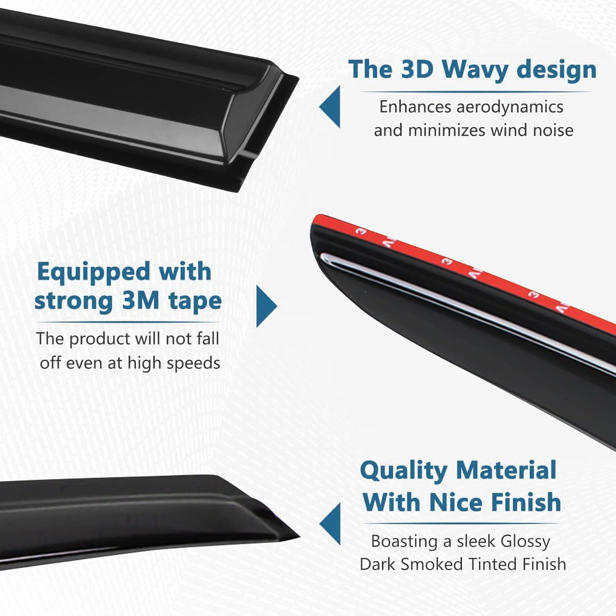 rain guards window visors wind deflector fits for, front angle view