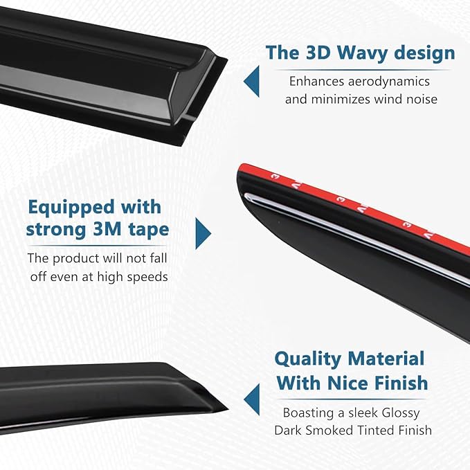 4PCS Rain Guards Fit for Honda Odyssey 2011-2017, Durable Front & Rear Window - Image 8