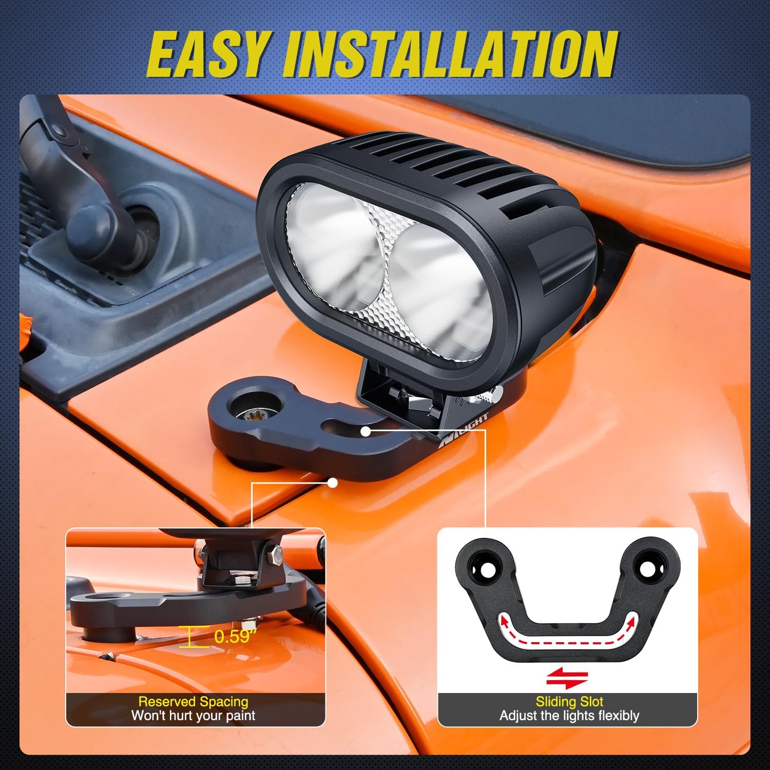 Nilight Light Mounting Bracket Hood Cowl Mount Brackets for Front A-Pillar Auxiliary Offroad LED Pod Light Work Lights on 2018-2023 Jeep Wrangler JL/JLU 2020-2023 Gladiator JT