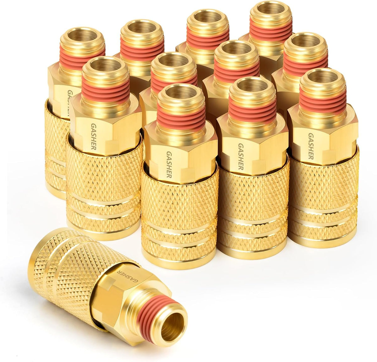 gasher 12pcs 1/4-inch brass male industrial coupler,1/4 inch, main product view