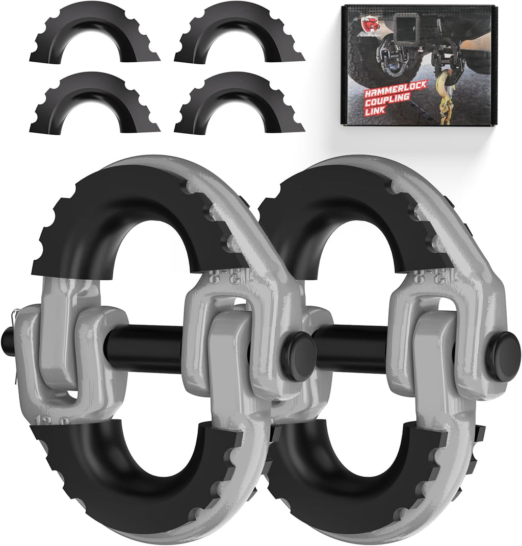 2 Pack 1/2" Safety Chain Connector Link, G80 Tow Hitch Hammerlock Coupling Link, Tow Chain Connector with 12000 lbs Loading (Gray)