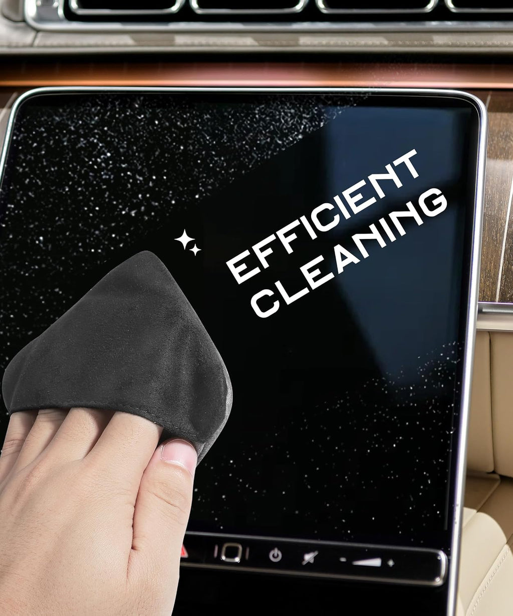 SCUARI Car Screen Cleaner,Touch Screen Cleaner for Car,Car Accessories Car Screen Wipes,Foldable Car Screen Cleaner Cloth,Square Microfiber Screen Cleaning Pad,Fits Car Dashboard LCD Display (Black)