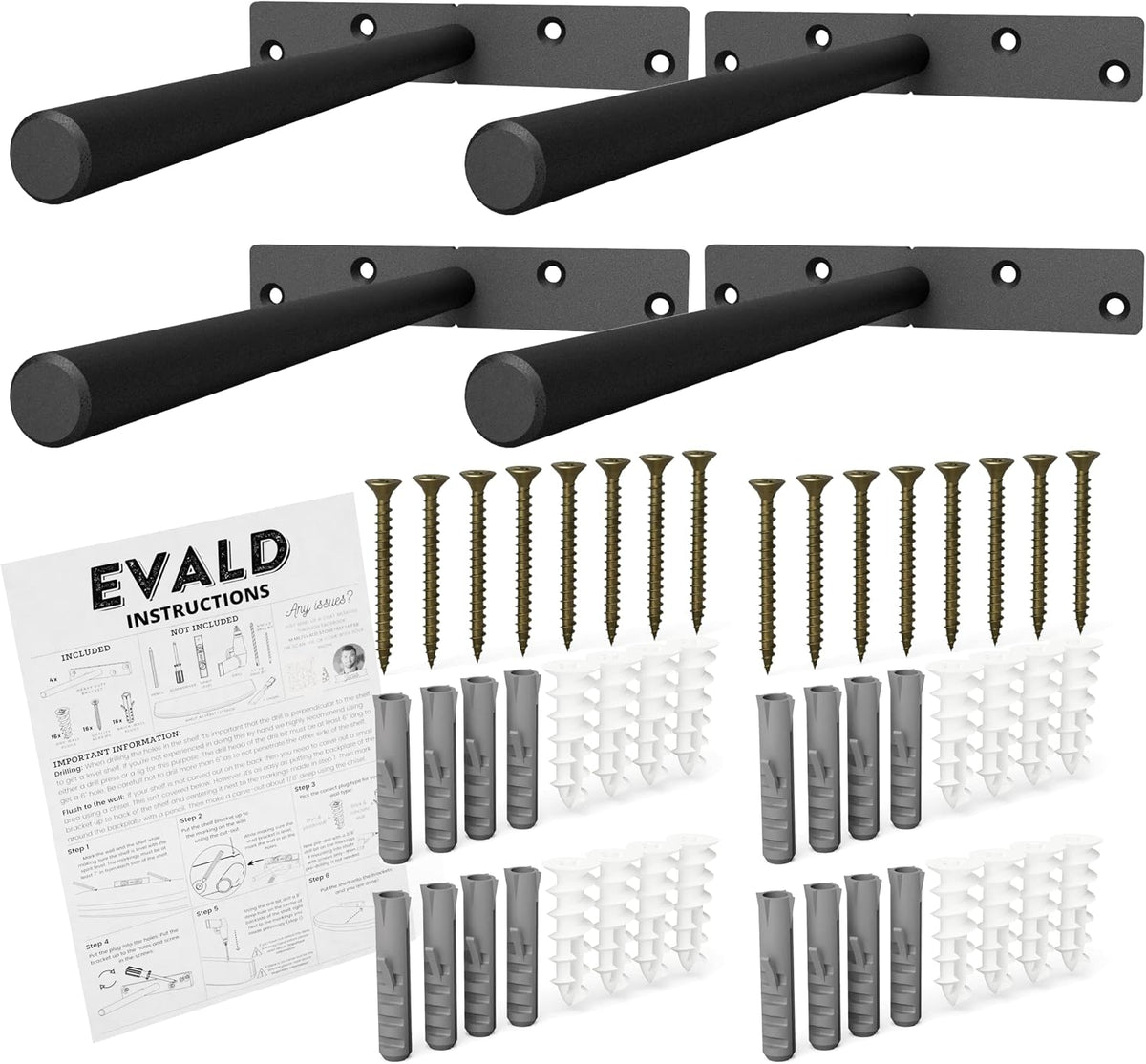evald heavy duty floating shelf brackets 8 inch, main product view