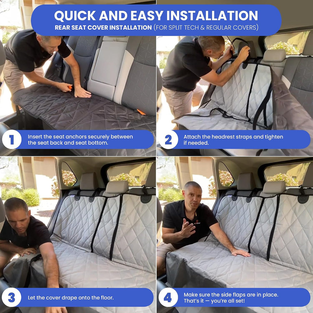 4knines heavy-duty rear seat cover for dogs, front angle view