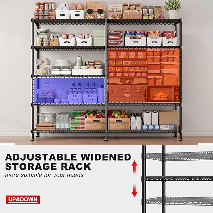 REIBII 1500LBS Storage Shelves Metal Shelving Unit 61.7''W Wire Shelving