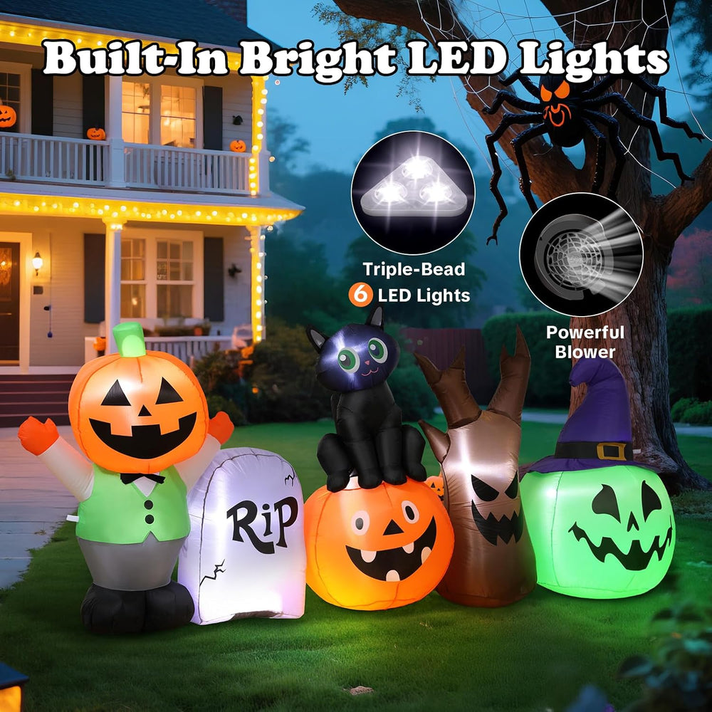 Halloween Inflatables Outdoor Decoration, 8.5ft Pumpkin/Tombstone/Black Cat/G...