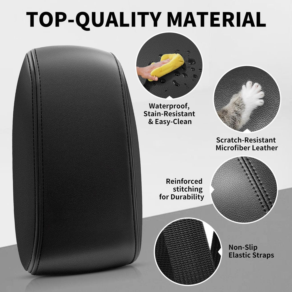 Center Console Armrest Cover Compatible with Toyota Corolla 2014-2019 Accessories, Premium Leather Arm Rest Cover Pad, Car Middle Console Cover (Black)