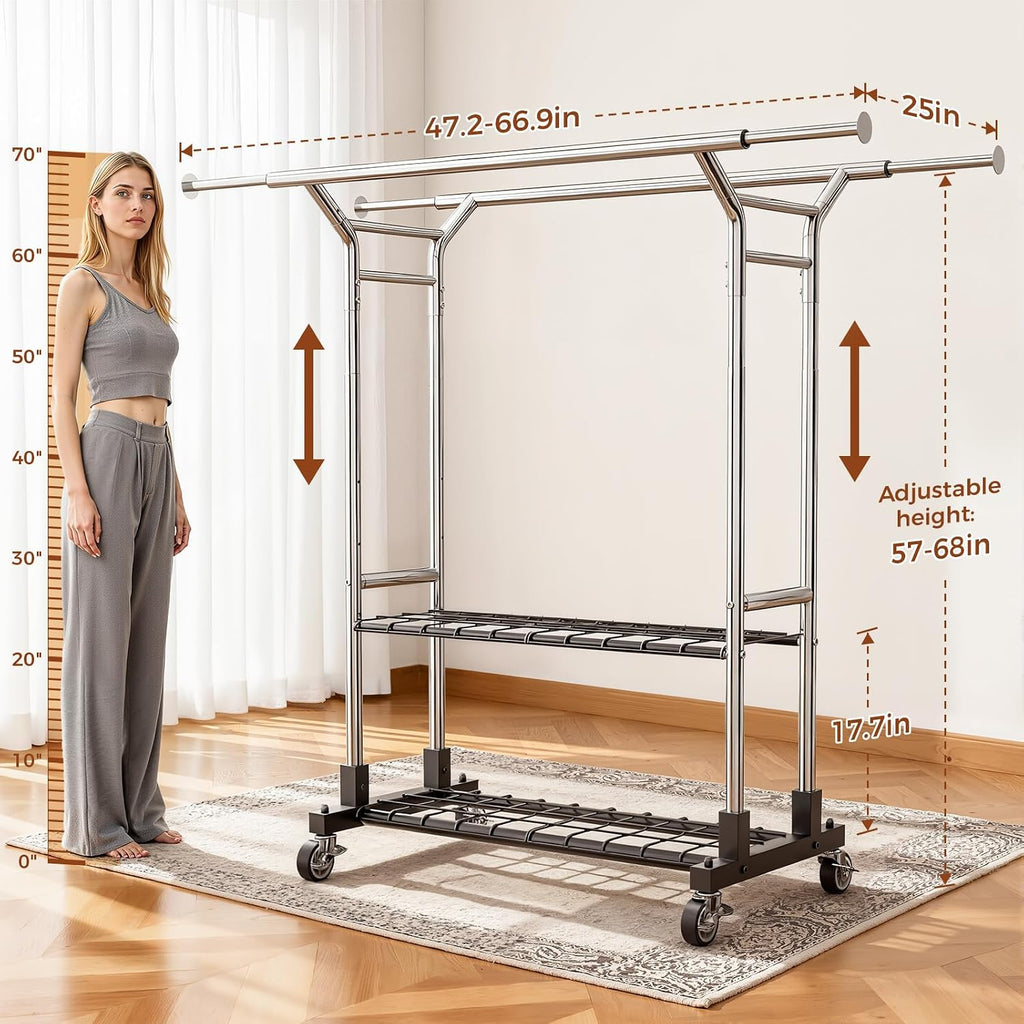 luxspire double rod clothing racks for hanging clothes, package contents