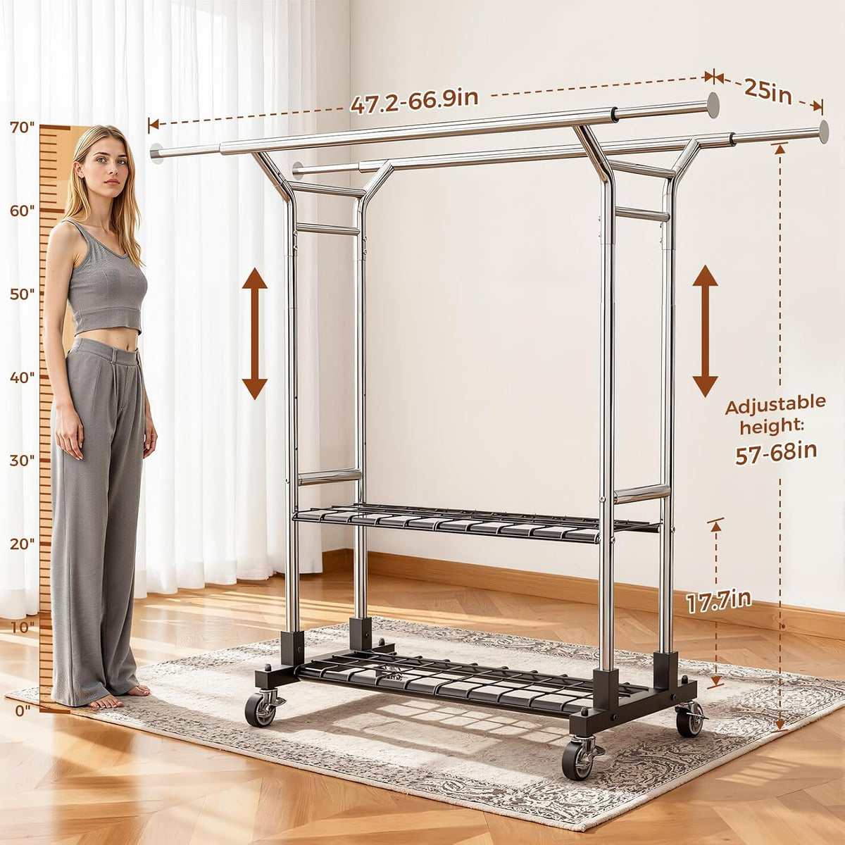 luxspire double rod clothing racks for hanging clothes, package contents