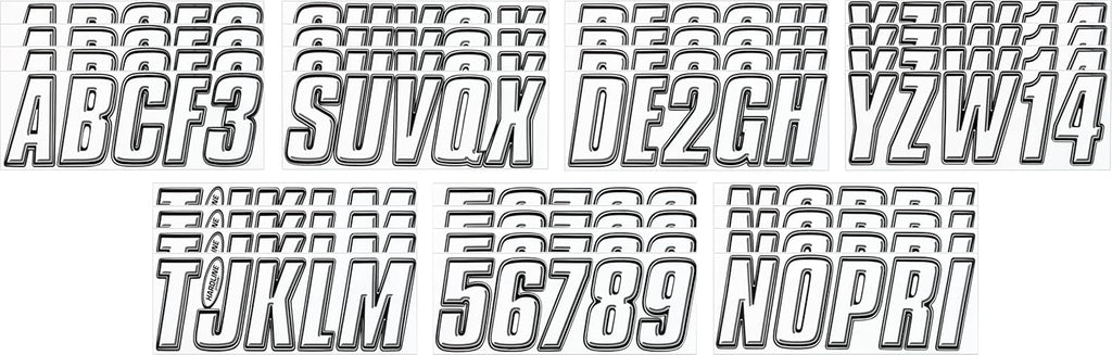 Hardline Products USA Series 800 Boat Registration Number Kit – 3-Inch White & Black Marine Lettering – USCG Compliant – Fuel & Fade Resistant Vinyl Decals for Boats & PWCs – Complete Set A-Z 0-9