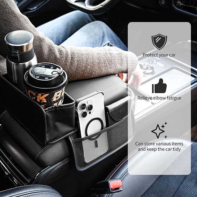 JEYODA Upgraded Car Armrest Cover, Premium Leather Car Armrest Cover Cushion - Image 4