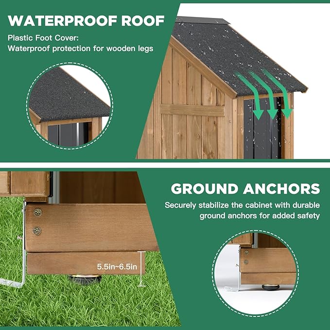Outdoor Storage Cabinet – Weatherproof Wood & Metal Storage Shed - Image 4