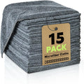 TEAWOO Microfiber Cleaning Cloths Bulk-15 Pack, Gray Microfiber Towels for Cars, Ultra Absorbent Microfiber Towel Weave Grime & Liquid for Streak-Free Mirror Shine - Car Washing Cloth, 12x12 inches
