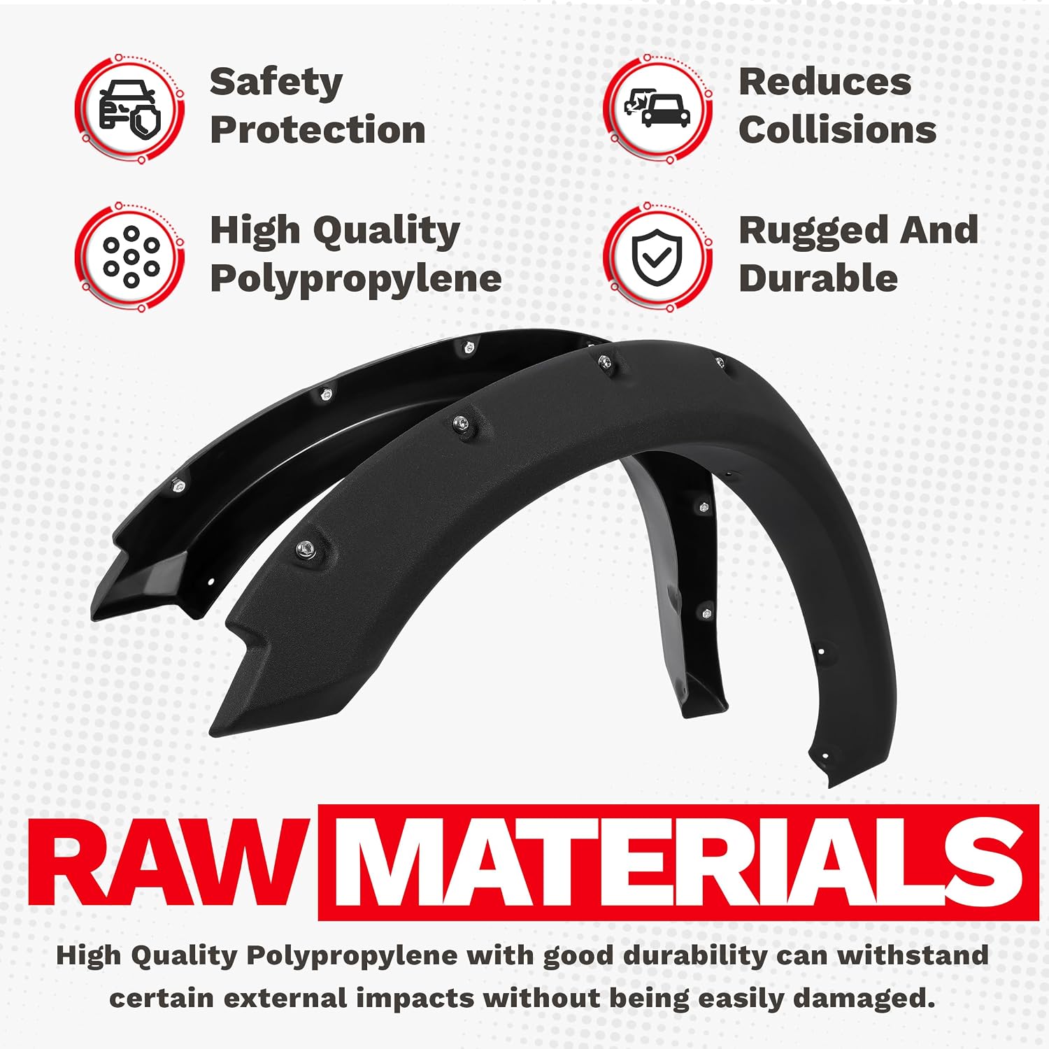 ECOTRIC Fender Flares Compatible with 2009-2010 Dodge Ram 1500/2011-2018 Ram 1500/2019-2023 Ram 1500 Classic Fleetside, Truck Wheel Flares Wheel Cover Textured Black Rivet Style 4Pcs