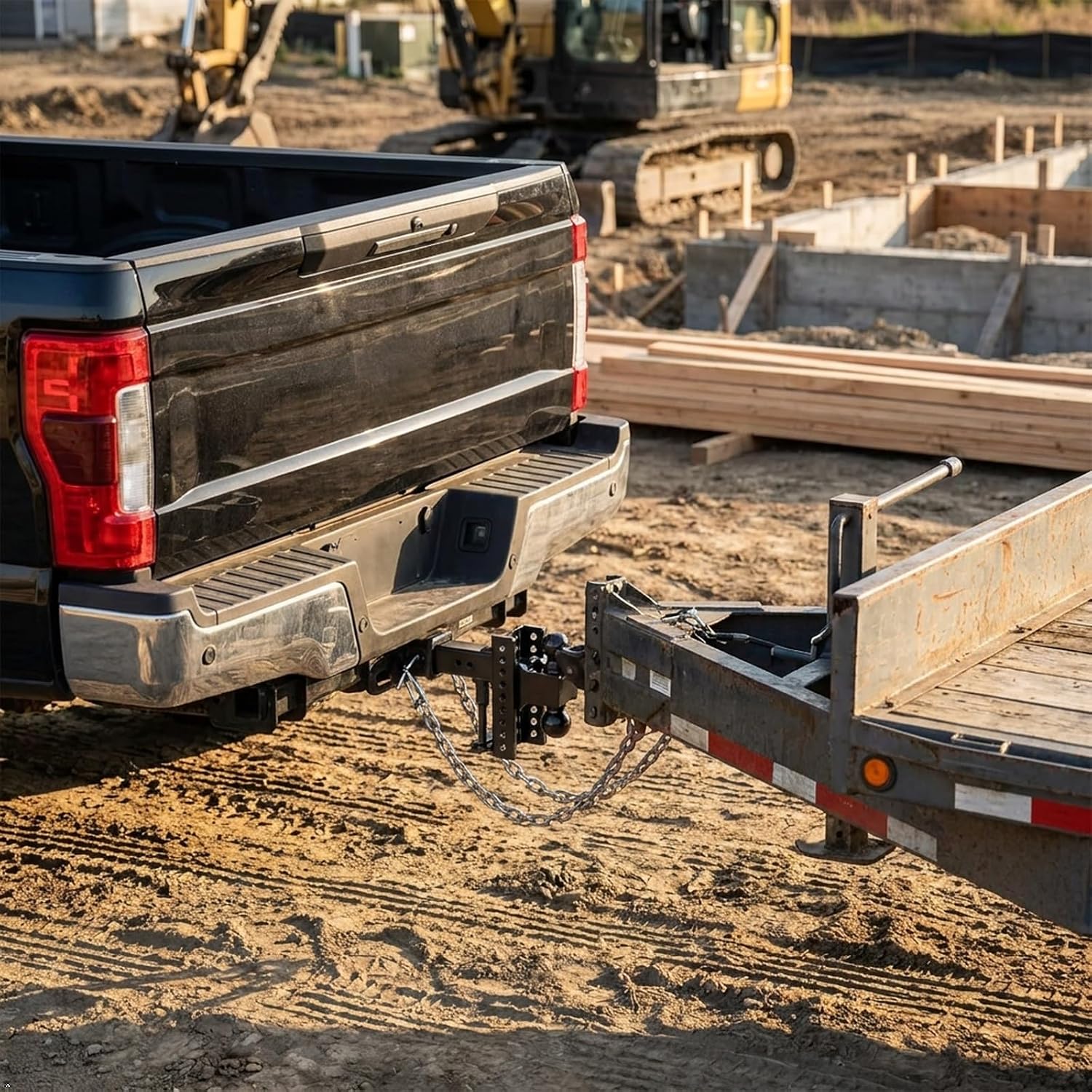 Adjustable 2" Trailer Hitch 6" Drop/Rise Dual-Ball 20,000 LBS GTW Locks