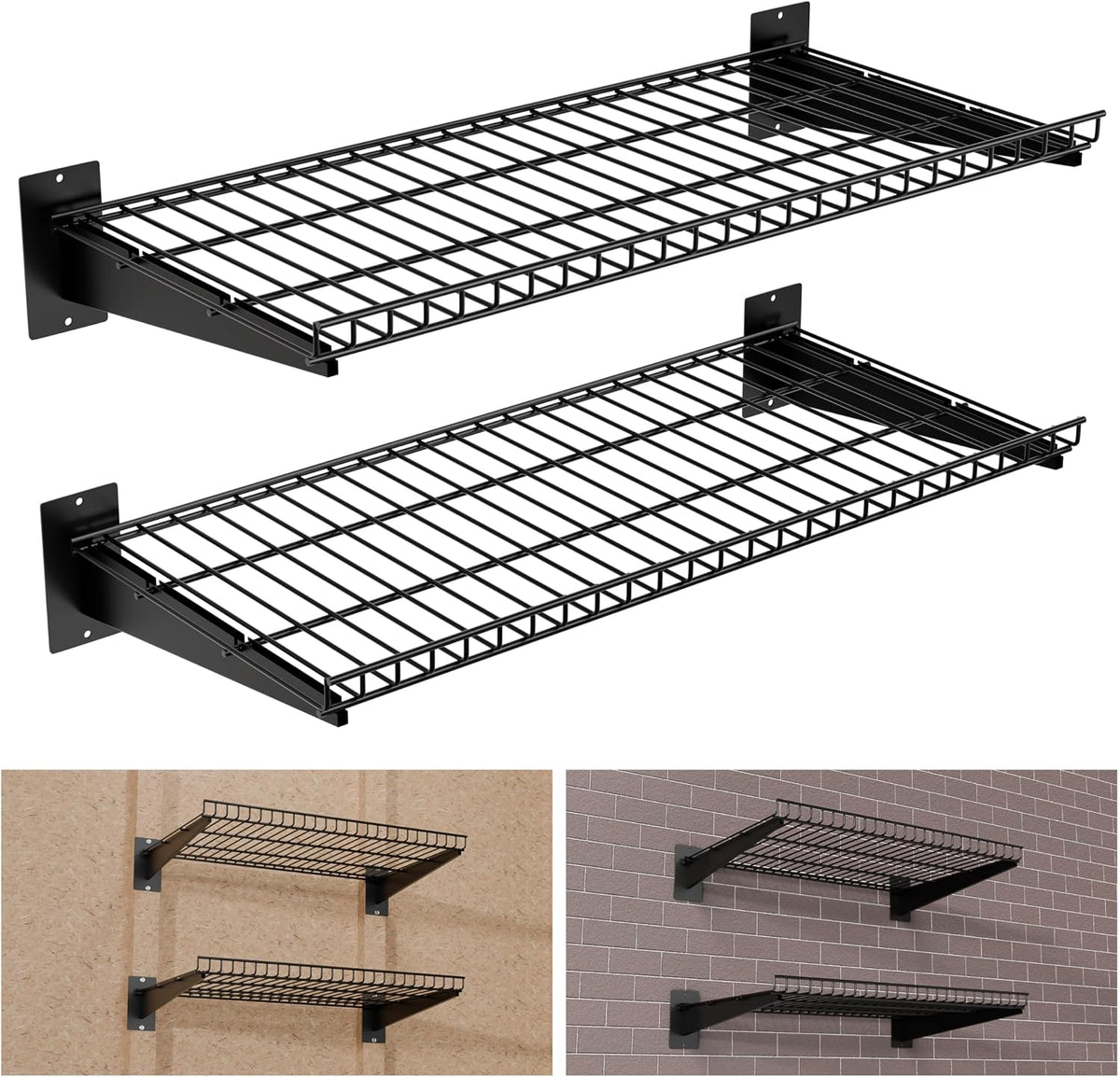 garage wall shelving 24"x12" 2-pack, wire wall shelves, main product view