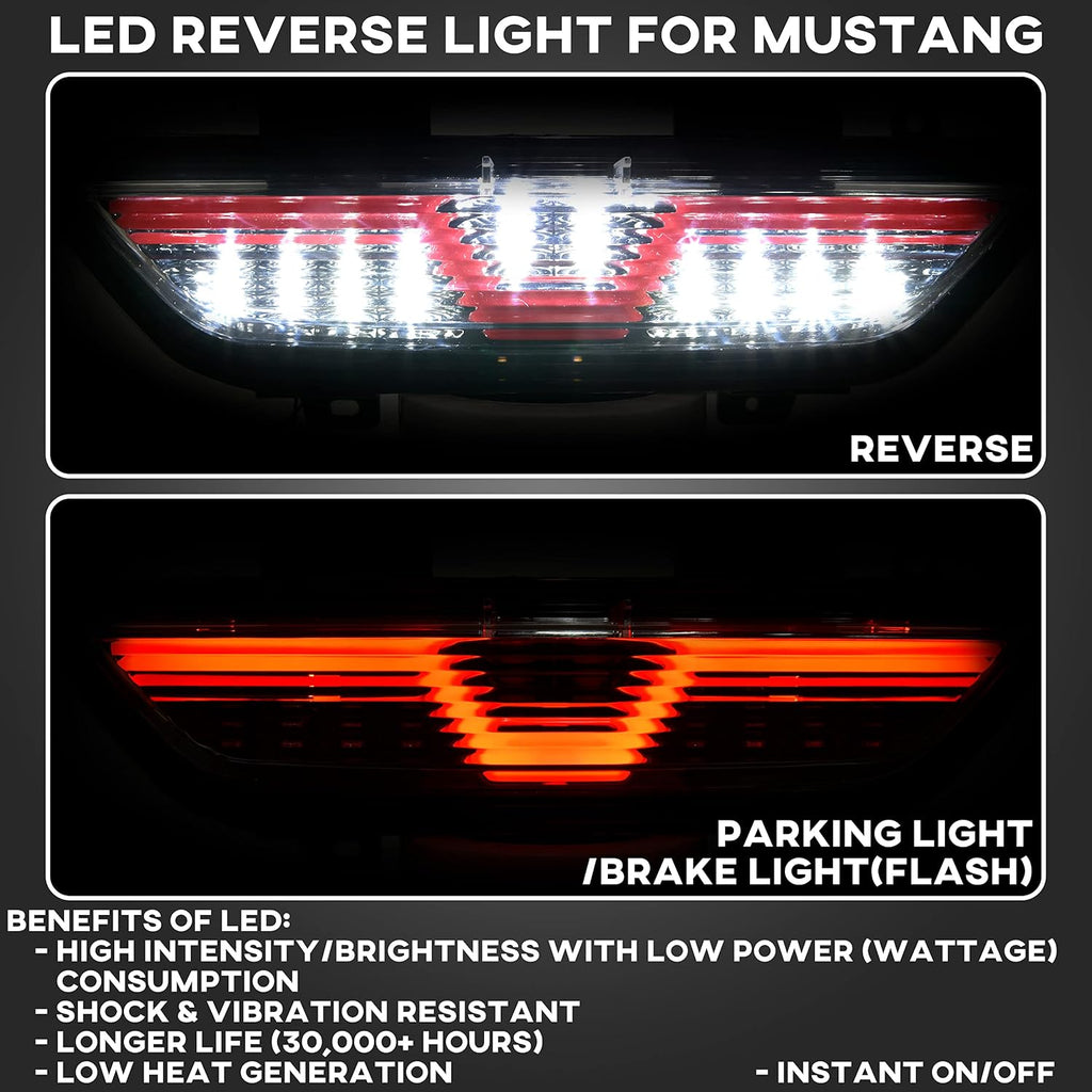 Backup Light for 2018-2021 Ford Mustang, LED Red Tube 3rd Brake Light Center Parking Lamp Rear Running Reverse Back Up Lamp for Ford Mustang 2018-2021 Accessories (1PCS)