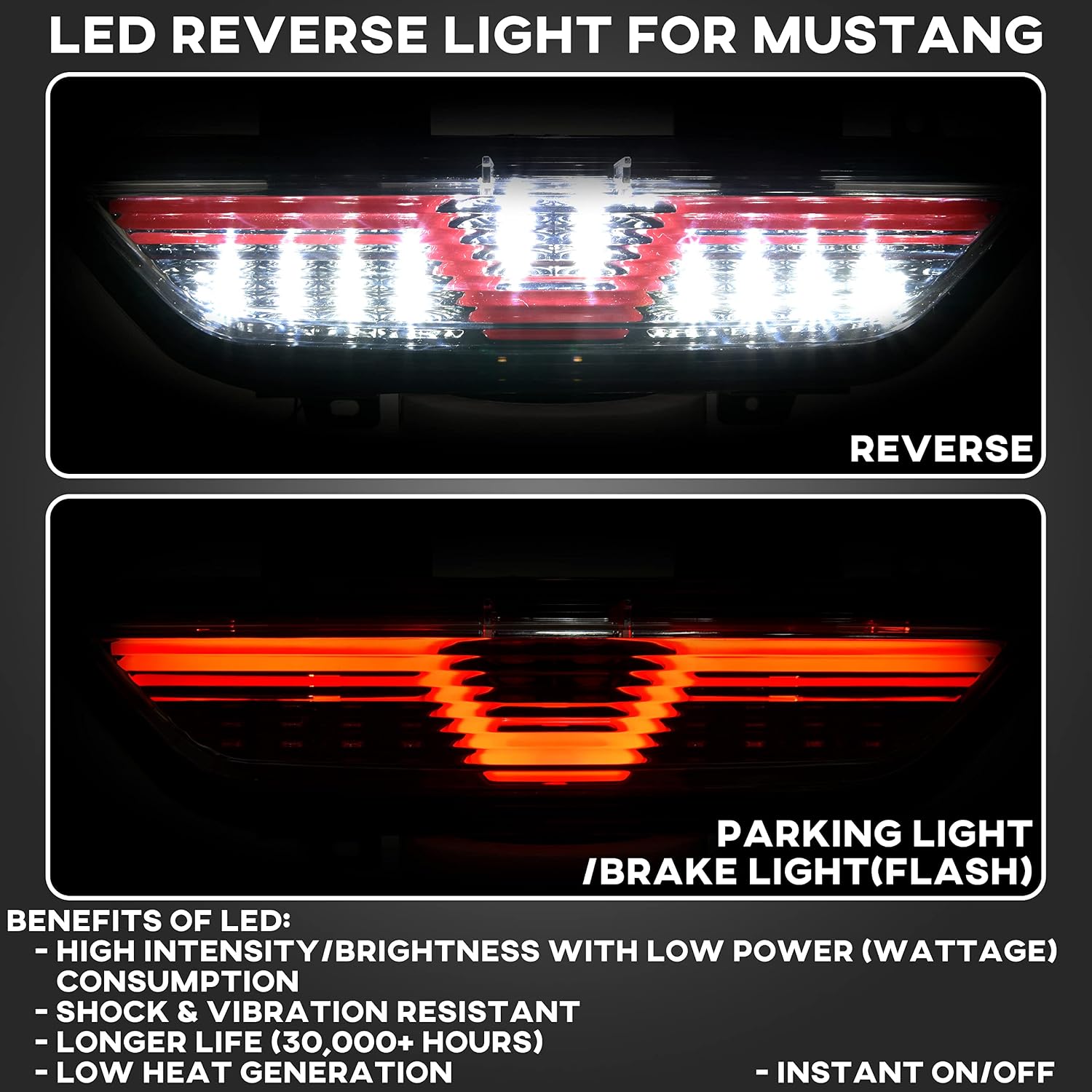 Backup Light for 2018-2021 Ford Mustang, LED Red Tube 3rd Brake Light Center Parking Lamp Rear Running Reverse Back Up Lamp for Ford Mustang 2018-2021 Accessories (1PCS)