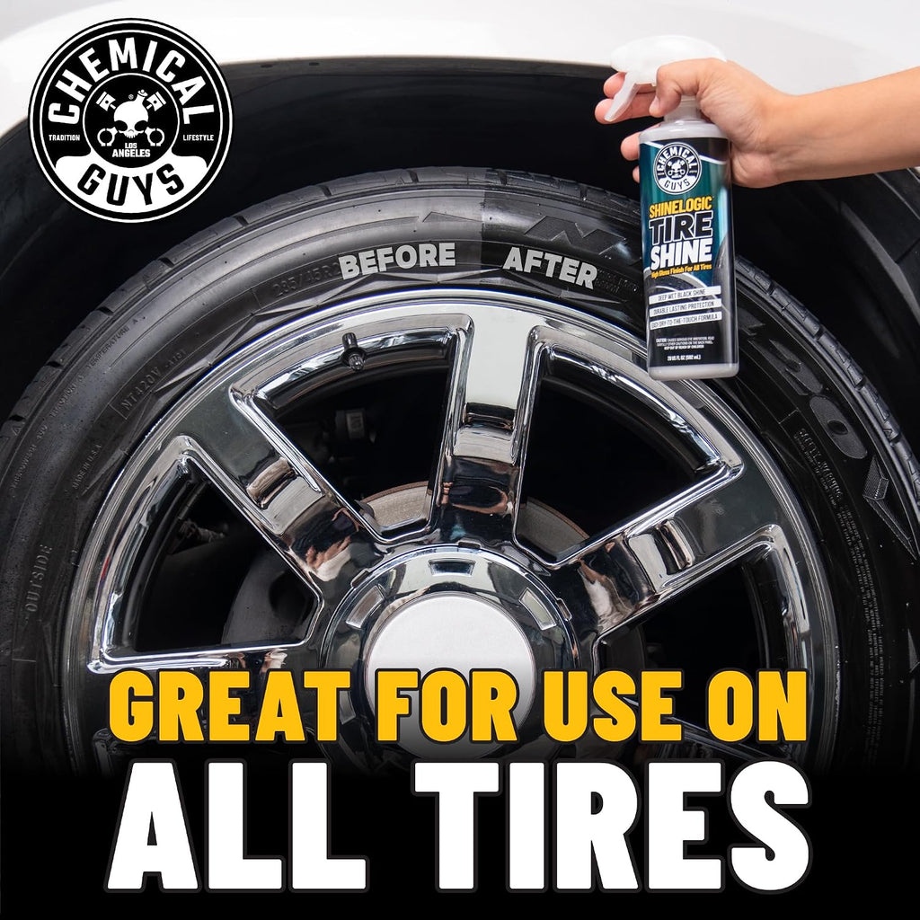 Chemical Guys ShineLogic Tire Shine 3-Pack, Deep Wet Black Shine, Safe for Cars, Trucks, Motorcycles, RVs & More, (3-20 fl oz) - TVD1202003