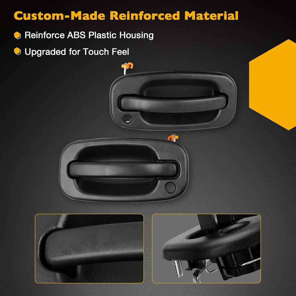 Gledewen Exterior Door Handle Front Left & Right Pair with Key Hole | for 1999-2007 Chevy Silverado Suburban Tahoe Avalanche GMC Sierra Yukon Cadillac Escalade | Replaces# 15034985, 15034986