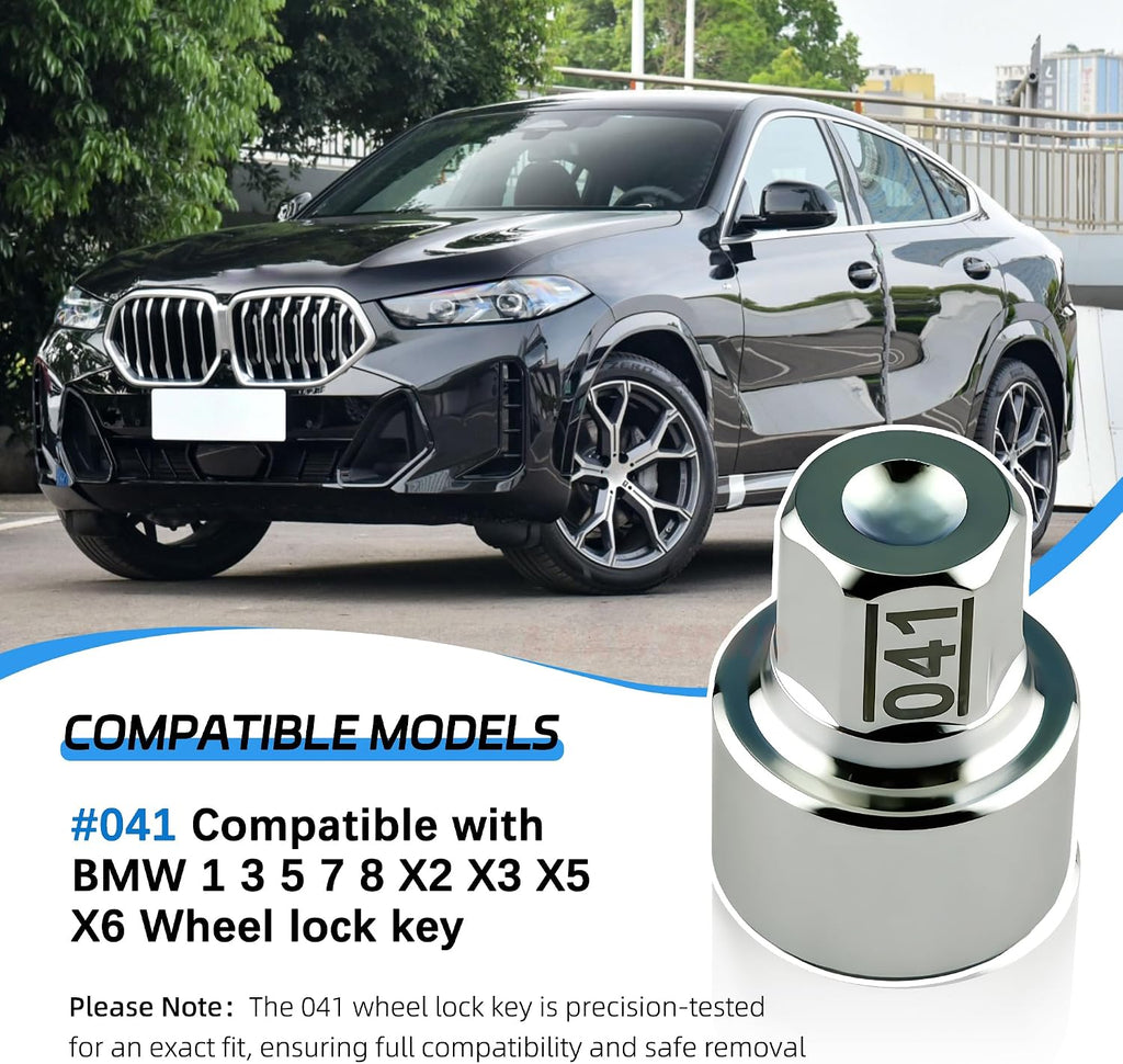 #041 Compatible with BMW 1 3 5 7 8 X2 X3 X5 X6 Wheel Lock Key Tire Lug Key | 041 Wheel Locking Nut Key Replacement