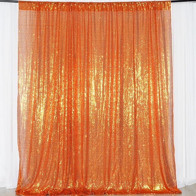 Poise3EHome 6FT x 8FT Orange Sequin Photography Backdrop Curtain for Hallowee...
