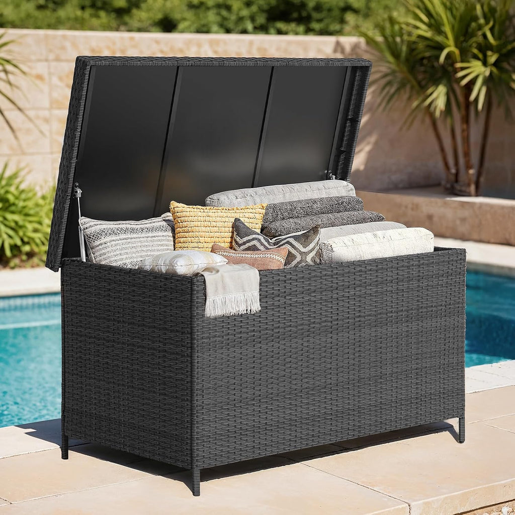 onbrill 158 gallon xl wicker deck box, outdoor, main product view