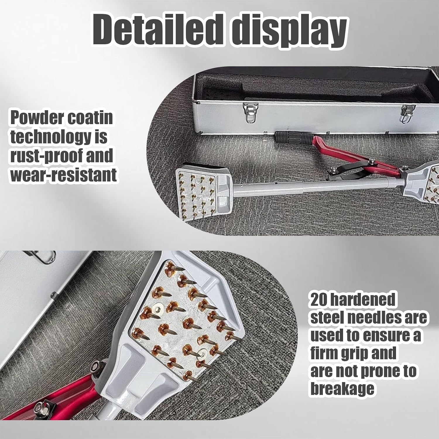 Carpet Stretcher Tool, Adjustable Telescoping Handle, Ideal for Thick and Low Pile Rugs, No Knee Impact Rug Stretching Solution