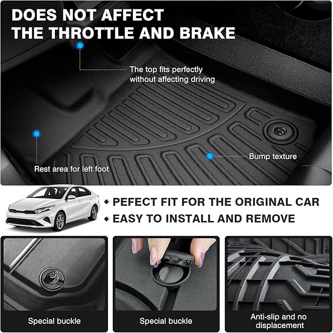 Powerty Floor Mats for 2019-2022 2023 2024 Kia Forte Accessories All Weather - Image 4