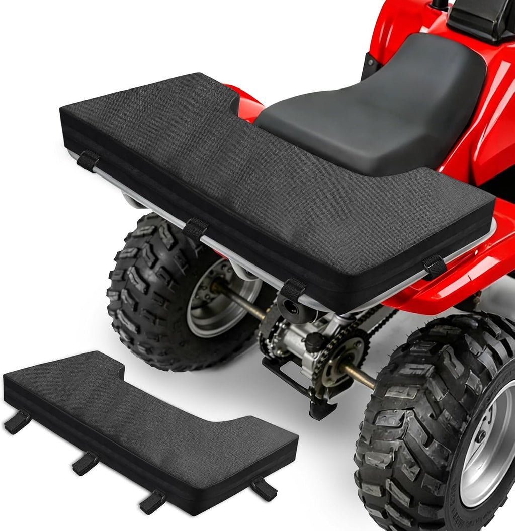 ATV Rack Pad Universal Water-Resistant Four Wheeler Rack Seat Cushion with Adjustable Straps for Passengers and Cargo, Black