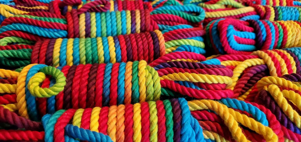 32 Foot Rainbow Bamboo Rope | Braided 1/4 Inch | Stronger Than Jute, Soft Like Silk