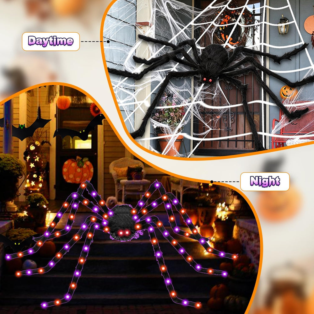 Halloween Decorations Outdoor, 250 LED Halloween Giant Spider Web Lights, 200...