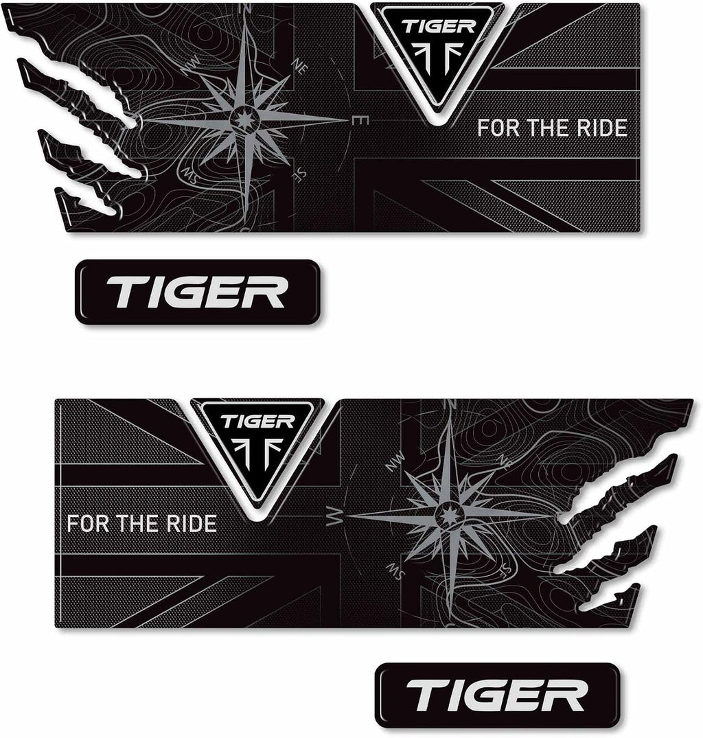 labelbike - 3D Stickers Motorcycle Side Bags Protection and Decoration in Resin Compatible with Triumph Tiger 850 900 1200 - Color Carbon Black Gray