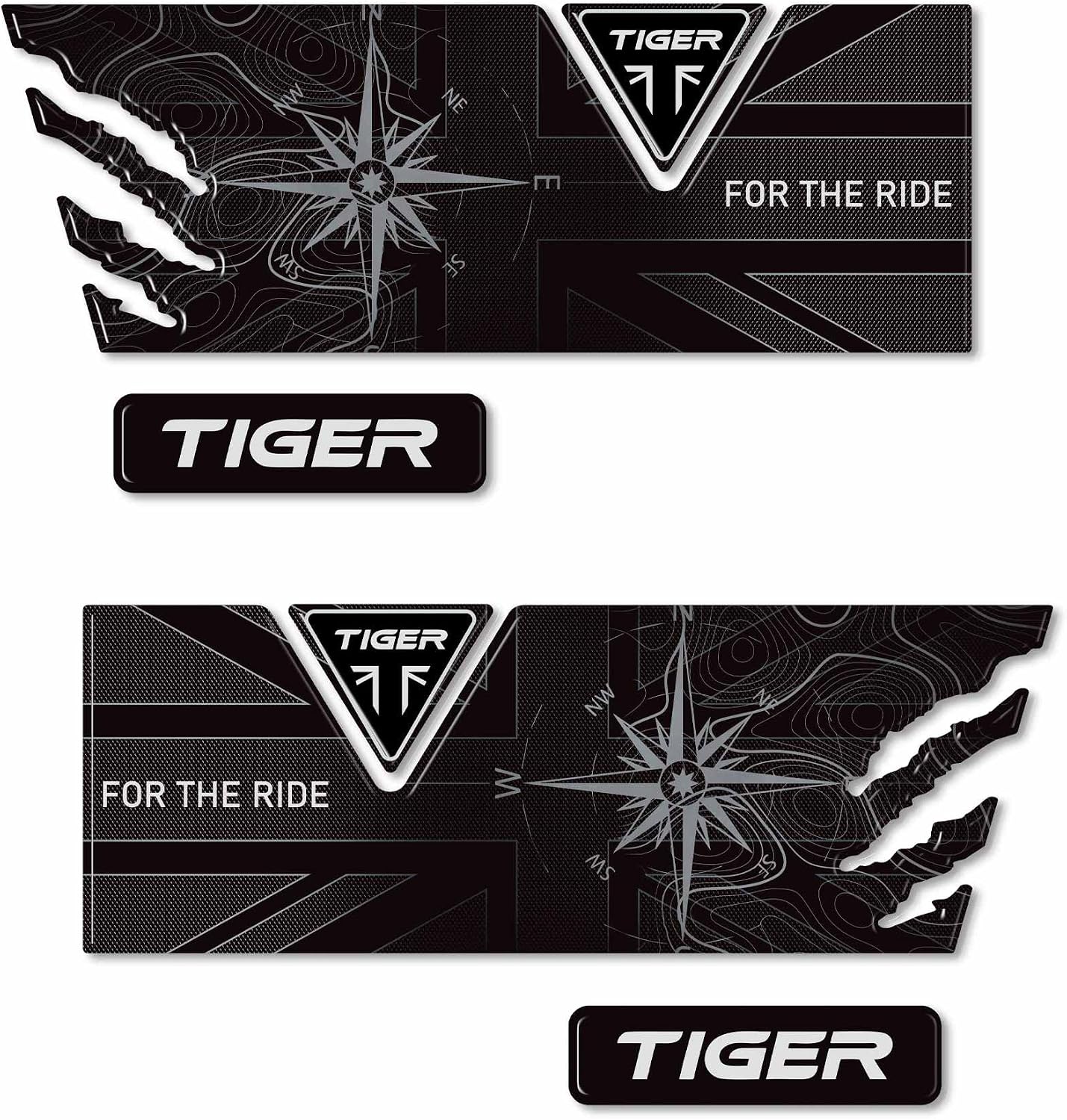 labelbike - 3D Stickers Motorcycle Side Bags Protection and Decoration in Resin Compatible with Triumph Tiger 850 900 1200 - Color Carbon Black Gray