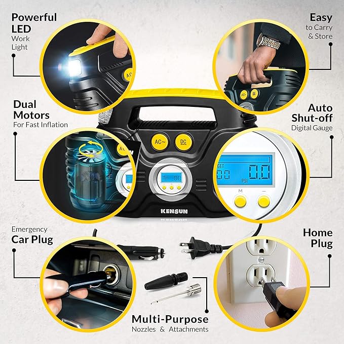 Kensun AC/DC Tire Inflator Pump - Image 3
