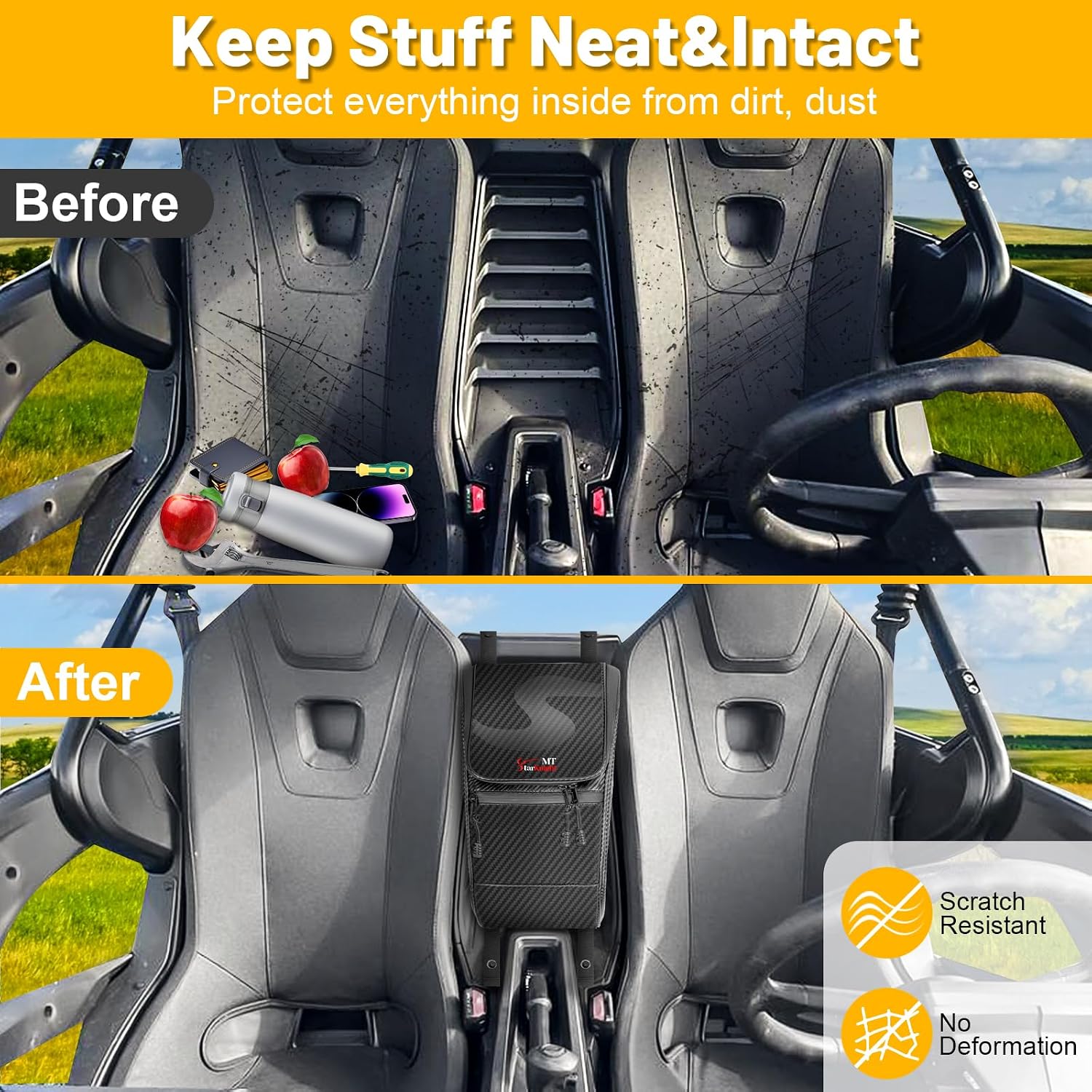 StarknightMT Zforce 950 Center Storage Bag Water Resistant 1680D UTV Driver Console Between Seat Organizer Compatible with CFMOTO Z Force (2020-2022 950 Sport/2022-2024 950 HO Sport EX)