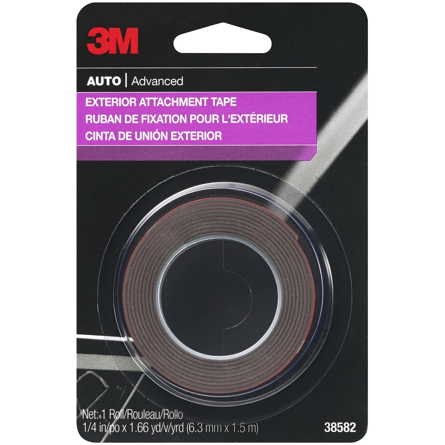 3M Auto Exterior Attachment Tape, 1/4 in x 5 ft, Heavy Duty Double-Sided Automotive Tape for Car Trim, Moldings, Emblems, and Badges (Pack of 24, 38582)