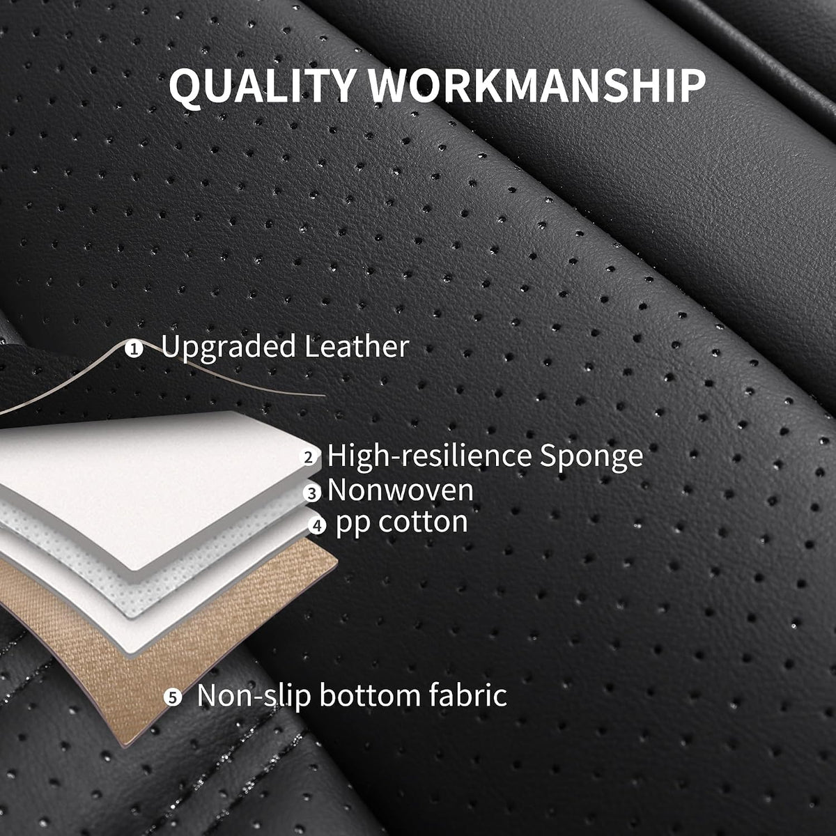 hchengkikz nappa leather car seat covers full set showing dimensions