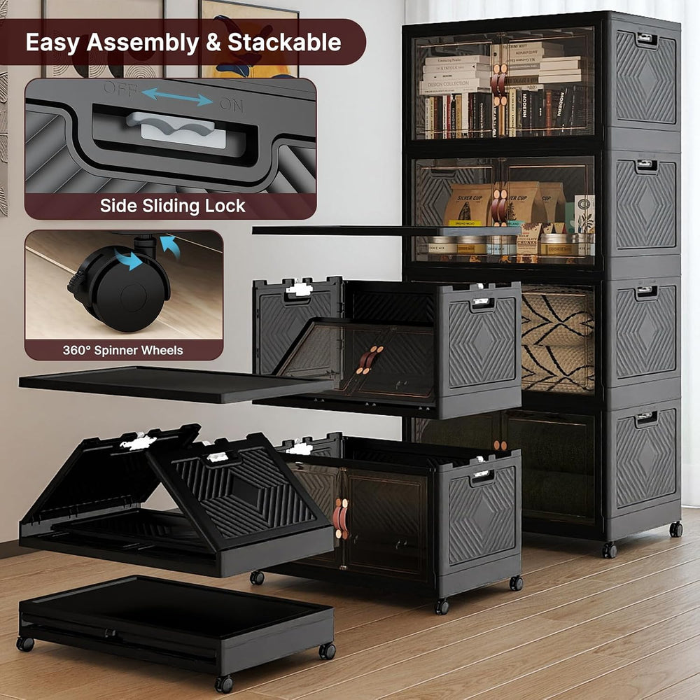 Stackable Storage Bins with Lids, 720QT Lockable Storage Cabinet