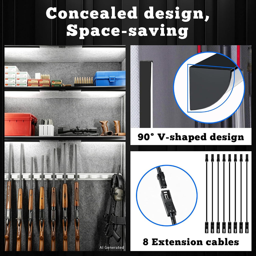 door activated gun safe light kit, 5000k linkable, close-up detail
