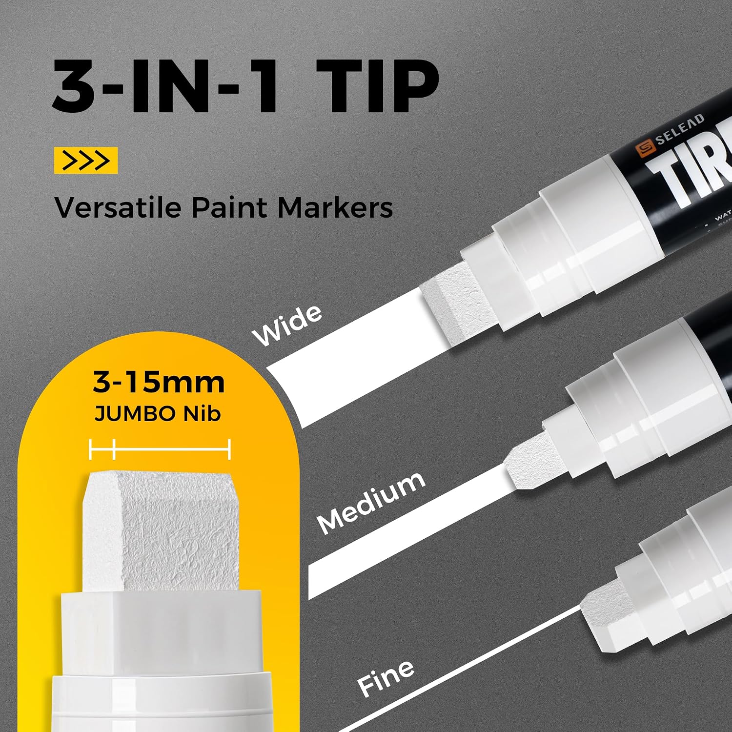 SELEAD 4 Pack Jumbo Tire Marker White for Car Tires Lettering + 24 Fabric Markers Permanent for Clothes