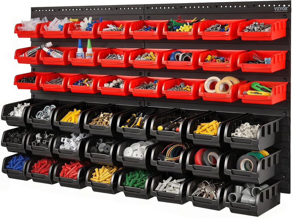 vevor 48-bin wall mounted storage bins parts rack, main product view