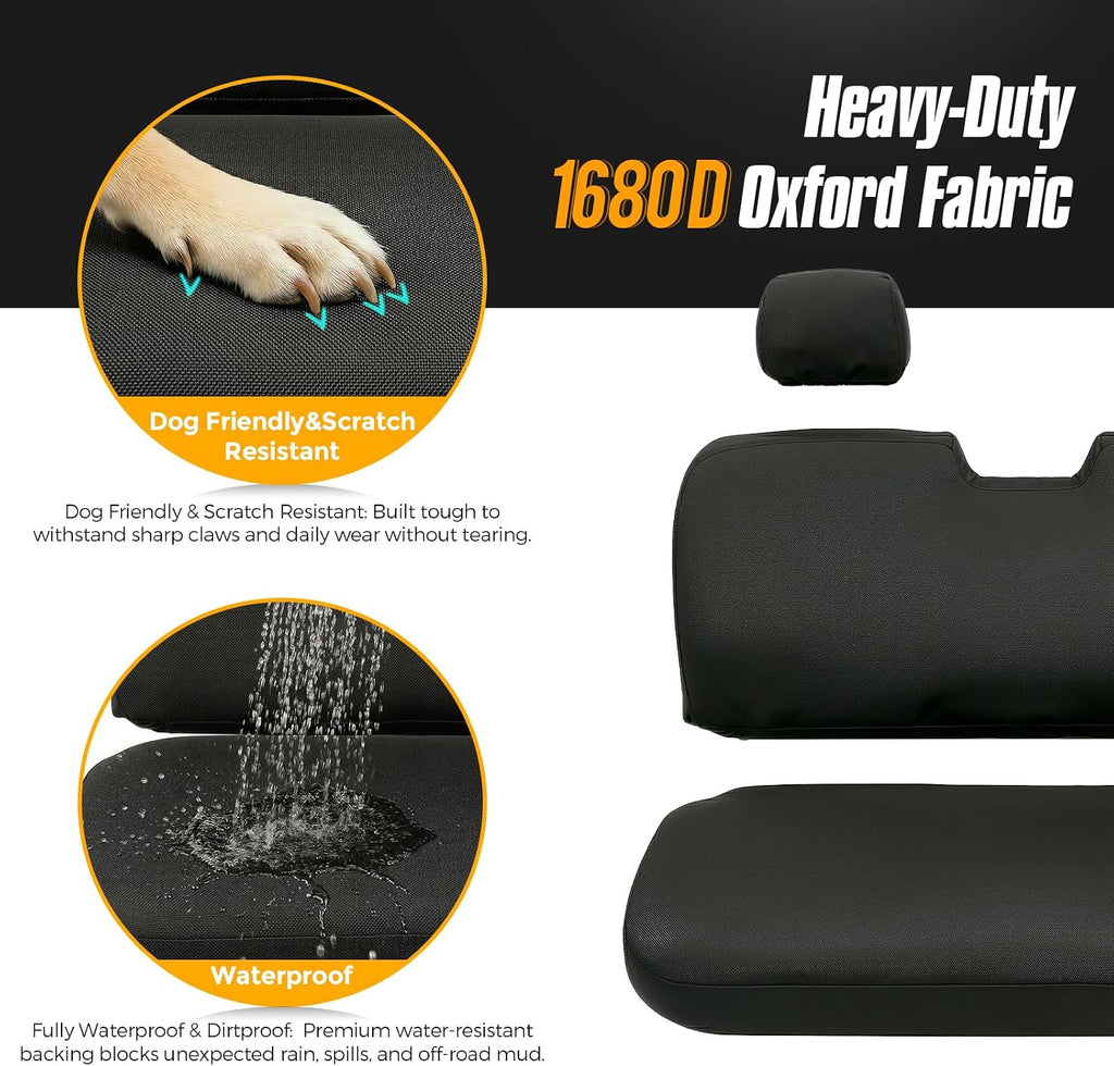UTV Bench Seat Cover for Polaris Ranger 500 700 800 2002-2008, Waterproof Front Seat Protector Replacement, Heavy Duty Oxford Fabric (4 PCS)