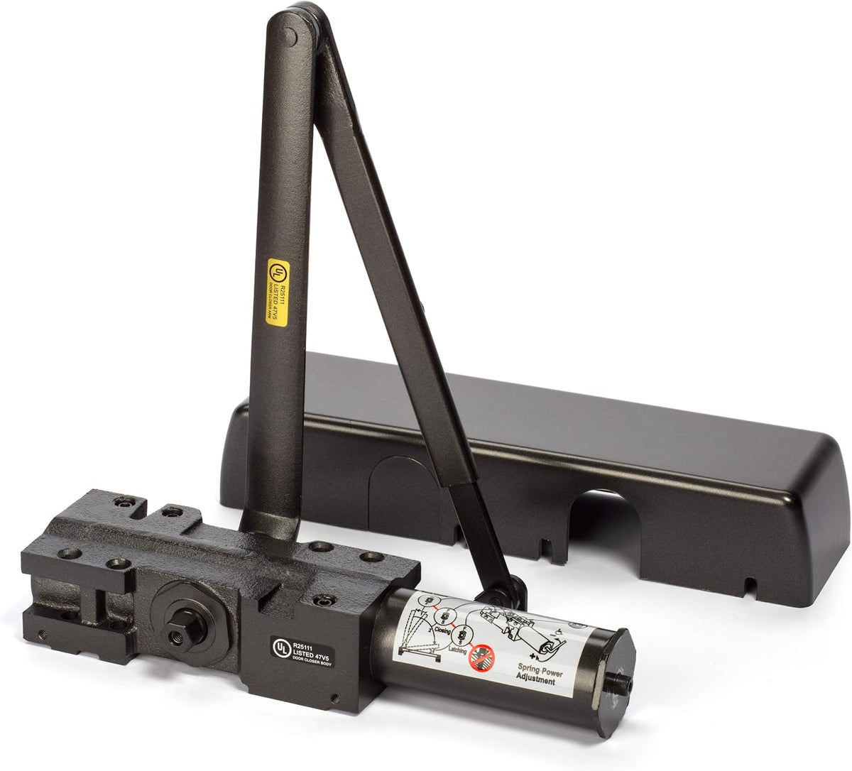 dynasty 4401 series door closer, sprayed duronotic bronze shown in use