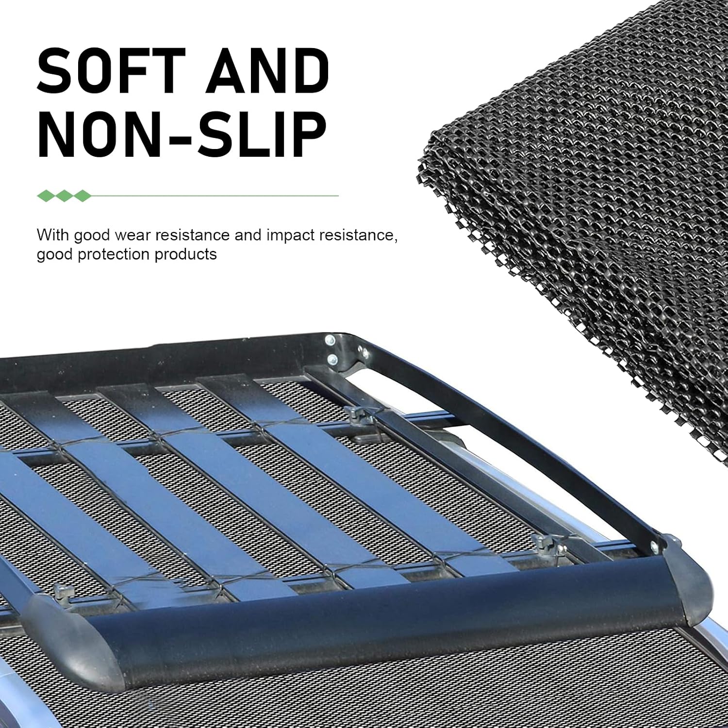 Car Roof Rack Pad, 39" x 47" Anti-slip Scratch-resistant PVC Cargo Storage Rug Mat, Cuttable Breathability Paint Protective Liner, Universal for Roof Rack Trunk Floor (Black)
