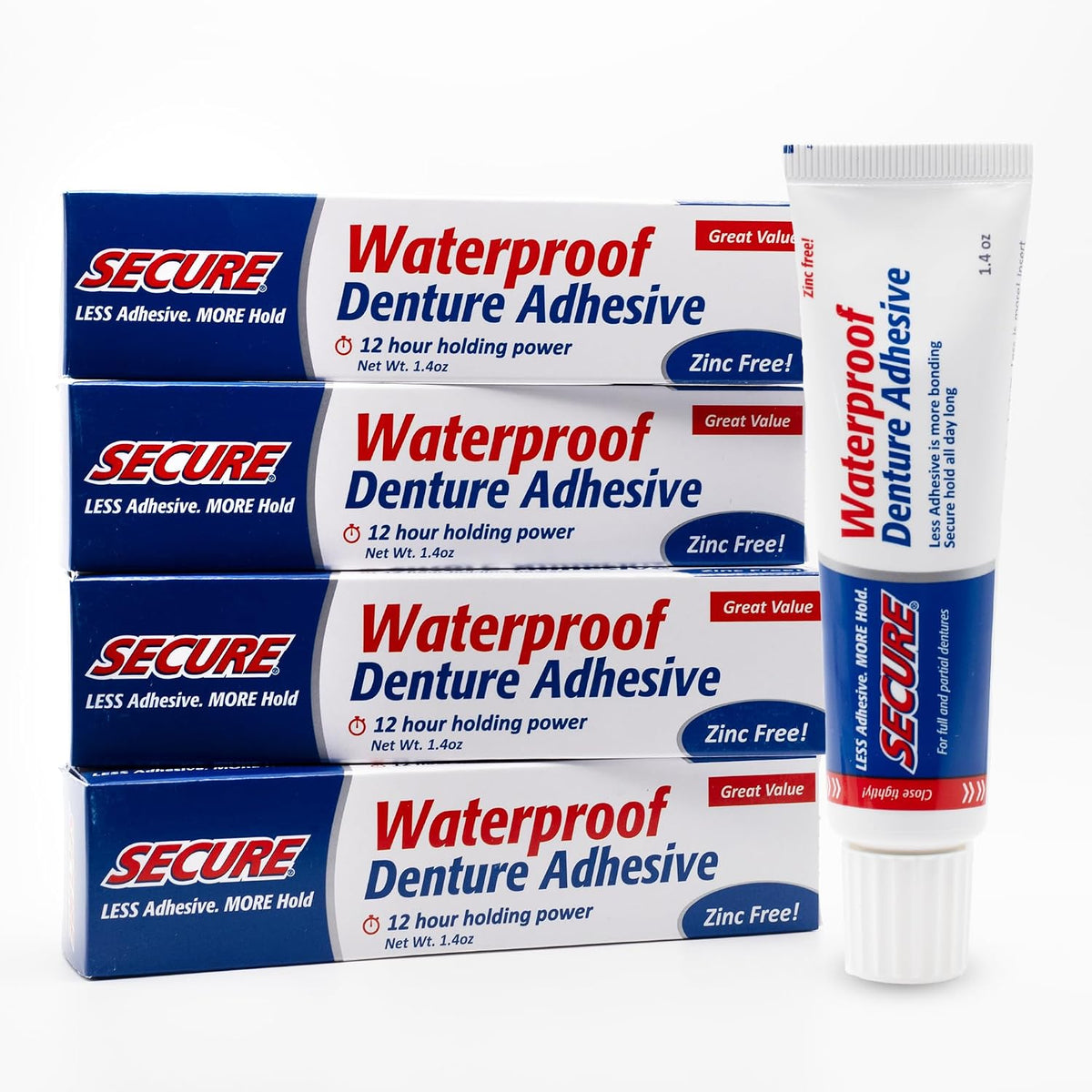 secure denture adhesive cream, zinc free denture glue, main product view