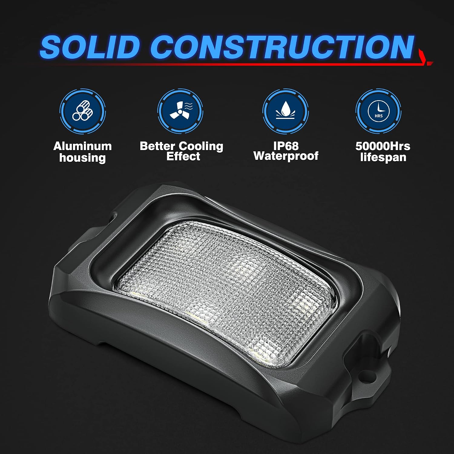 MICTUNING C2 Curved White Rock Lights - 16 Pods Underglow Lights Compatible for Car Truck Offroad Boat, IP68 Waterproof