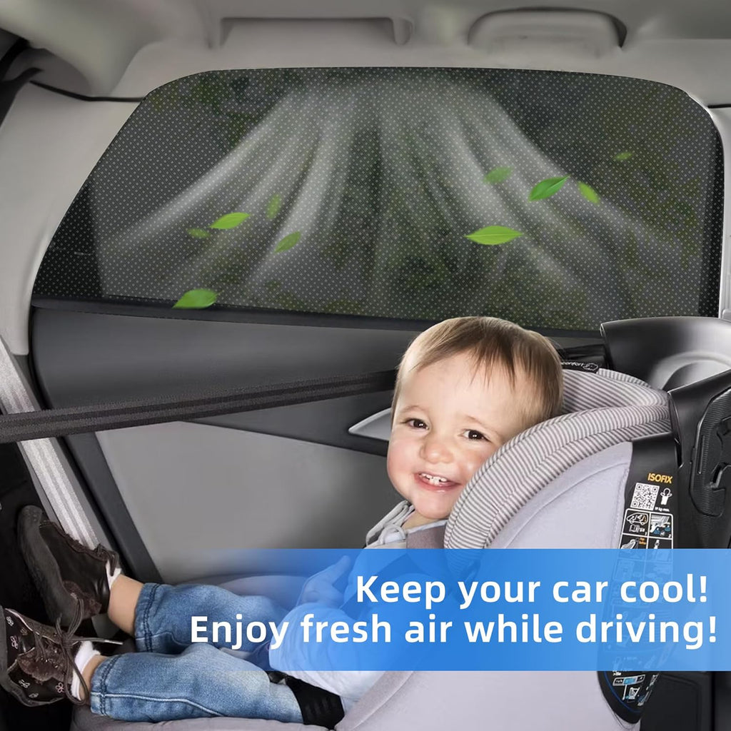 2026 New Upgrade Car Window Shades, 2 Pack Side Car Window Sun Shades for Camping, UV Protection Breathable Mesh Baby Window Covers, Window Screen for Car, Truck, SUV, Protect Privacy for Kids, Family